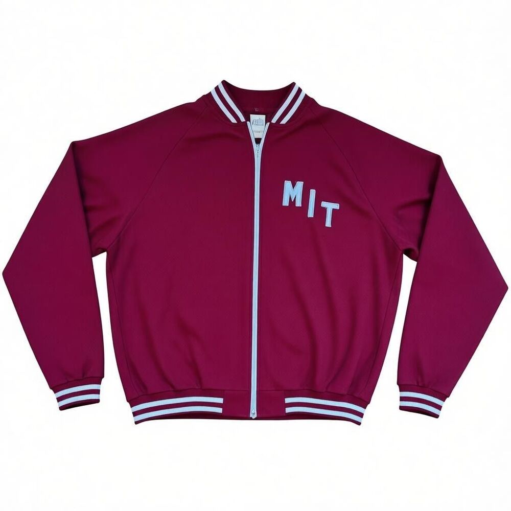 Vintage MIT Track Jacket Zwickel Gymnastics USA Made 1960s 70s Burgundy Zip RARE